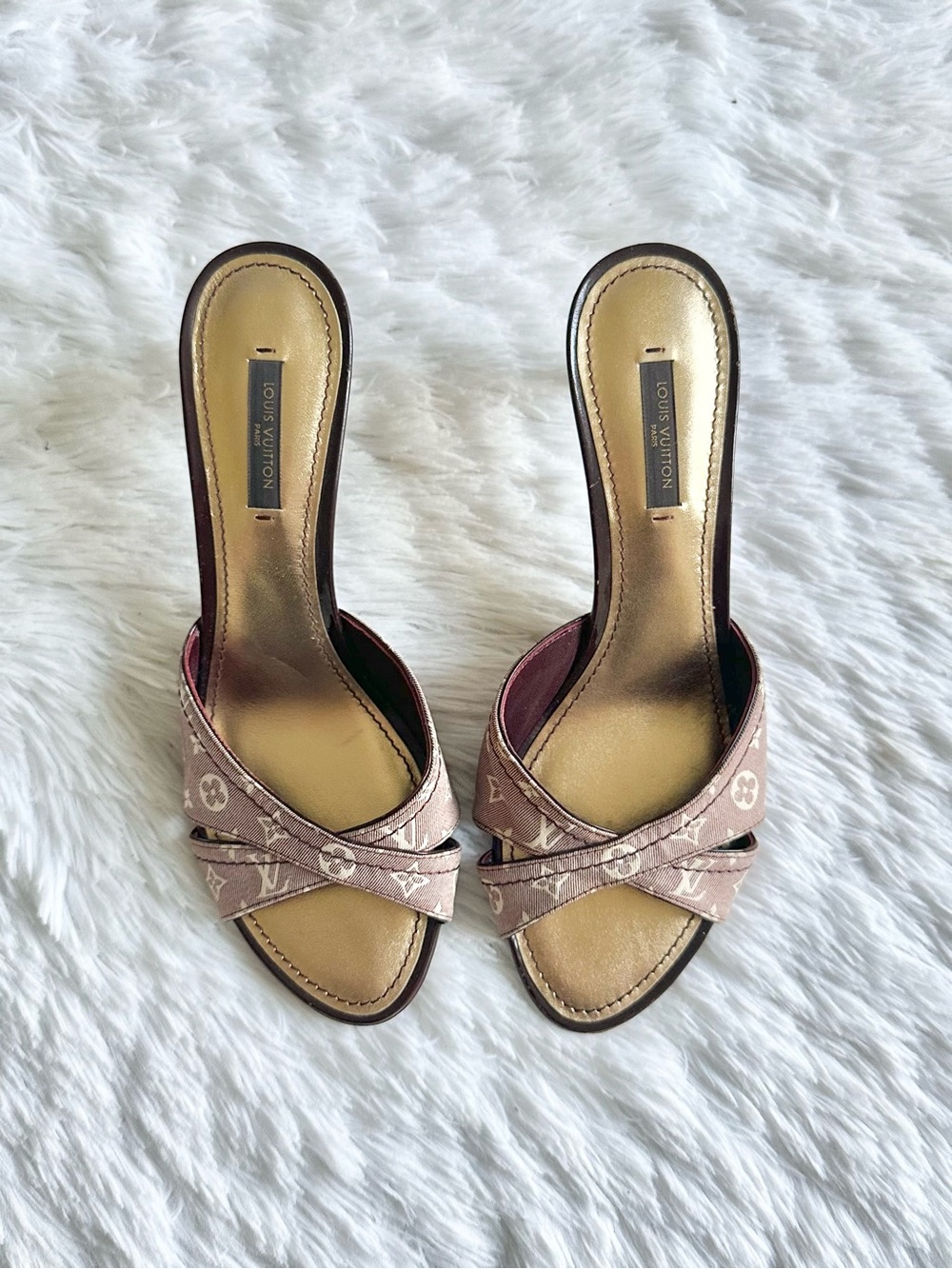 Vintage Louis Vuitton Brown Monogram Kitten Heels